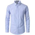 thumbnail image 2 of Camisa JEMITOP para hombre, manga larga, corte ajustado, a cuadros, azul claro, talla M, 2 of 6