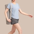 thumbnail image 4 of Hrsba Short Sleeve Tops For Women Solid Color Breathable Fast Drying Yoga Active Wear Casual Lightweight Summer Tops For Women, 4 of 5