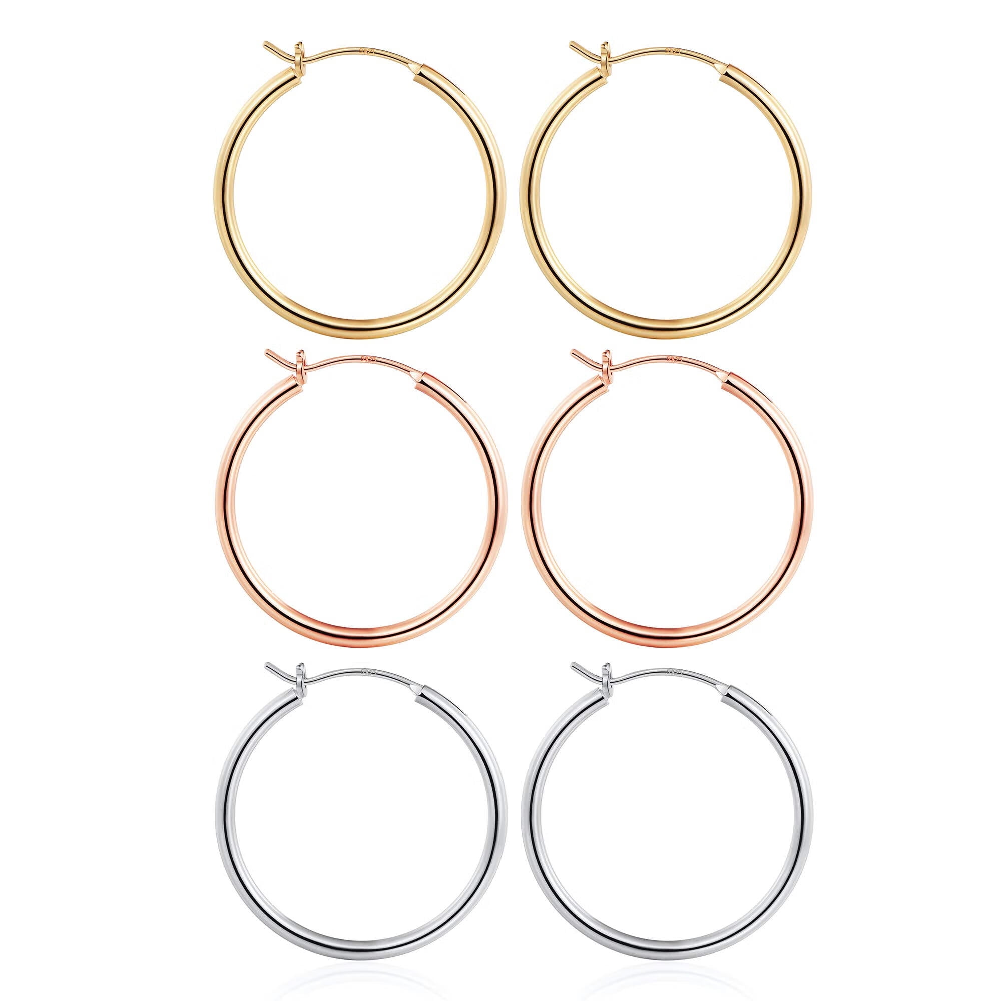 AUNOOL Gold Hoop Earrings for Women 14K Gold Plated Steling Silver Post