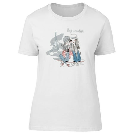 Best Vacation Eiffel Tower Girls Tee Women's -Image by (World Best Girl Image)