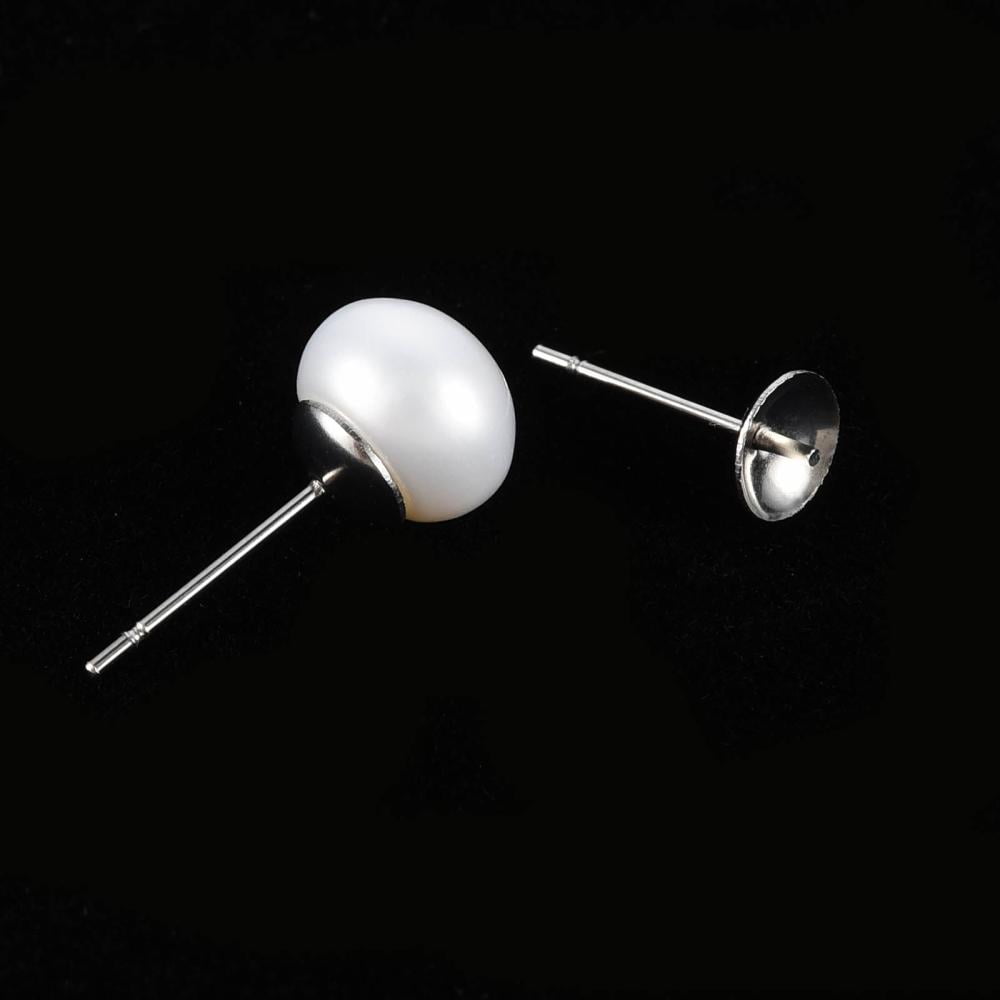 Natural Cultured Freshwater Pearl Beads Half Drilled Rondelle Floral White 3~3.5x2mm Hole: 0.8mm about 100pairs/board
