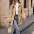 thumbnail image 5 of Edvintorg Womens Trench Coat Solid Color Long Sleeve Loose Long Jacket Turndown Collar Casual Button Down Outerwear with Pocket Woman Clothes Khaki S-2XL, 5 of 7
