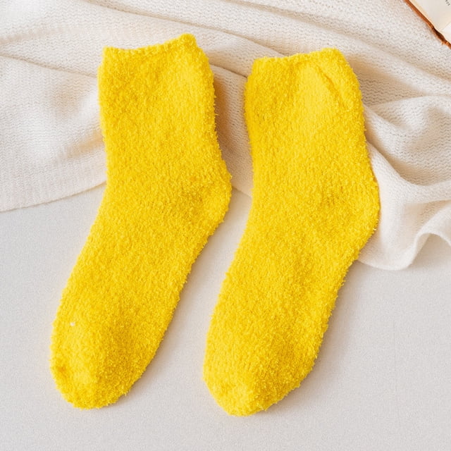 Socks Coral Fleece Socks With Thicker And Warmer Floor Socks For Women In Solid Colors Sports Socks