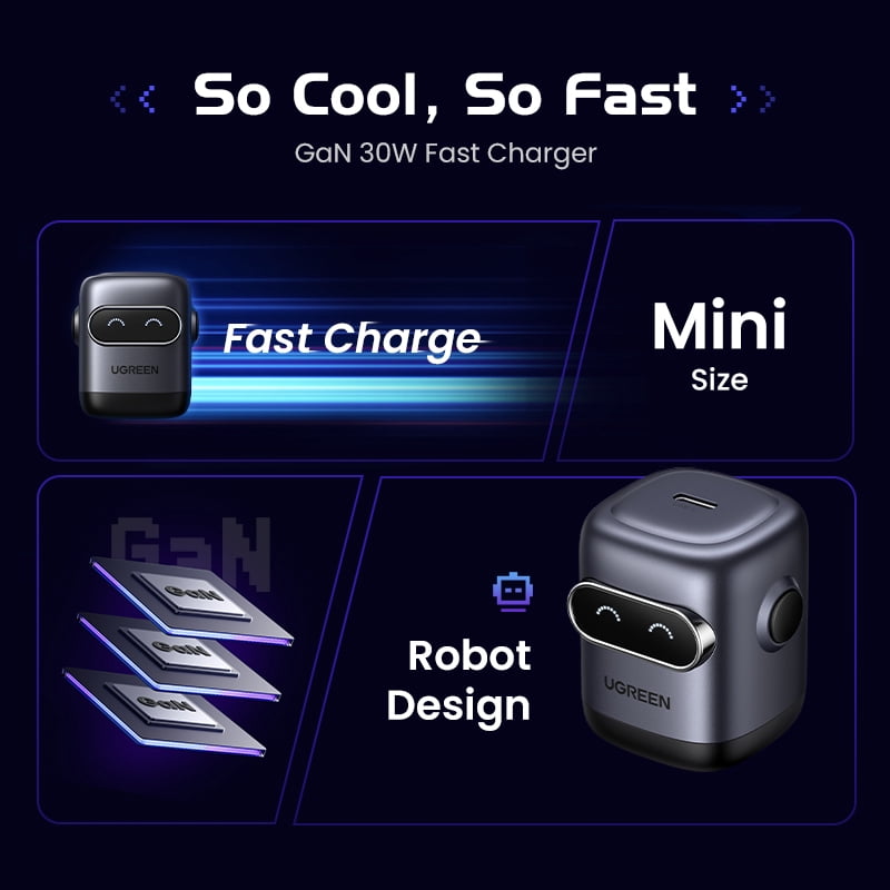 UGREEN Uno2 30W USB C Robot Charger, Gray