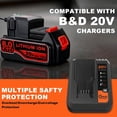 thumbnail image 3 of 8.0Ah 2Pack 20V LB2X4020 Lithium Battery and Charger Replacement for Black Decker 20V Lithium LB2X4020 LB2X4020-OPE LBXR20, 3 of 12