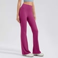 thumbnail image 4 of Kbndieu Hot Pink Yoga Pants Women Wide Leg Solid Color High Waist Workout Flare Leggings Work Dress Pants for Women Tummy Control, 4 of 4