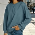 thumbnail image 3 of Oversized Sweatshirt for Women Long Sleeve Drop Shoulder Casual Seams Plain Crewneck Sweatshirts Pullover Tops, 3 of 8