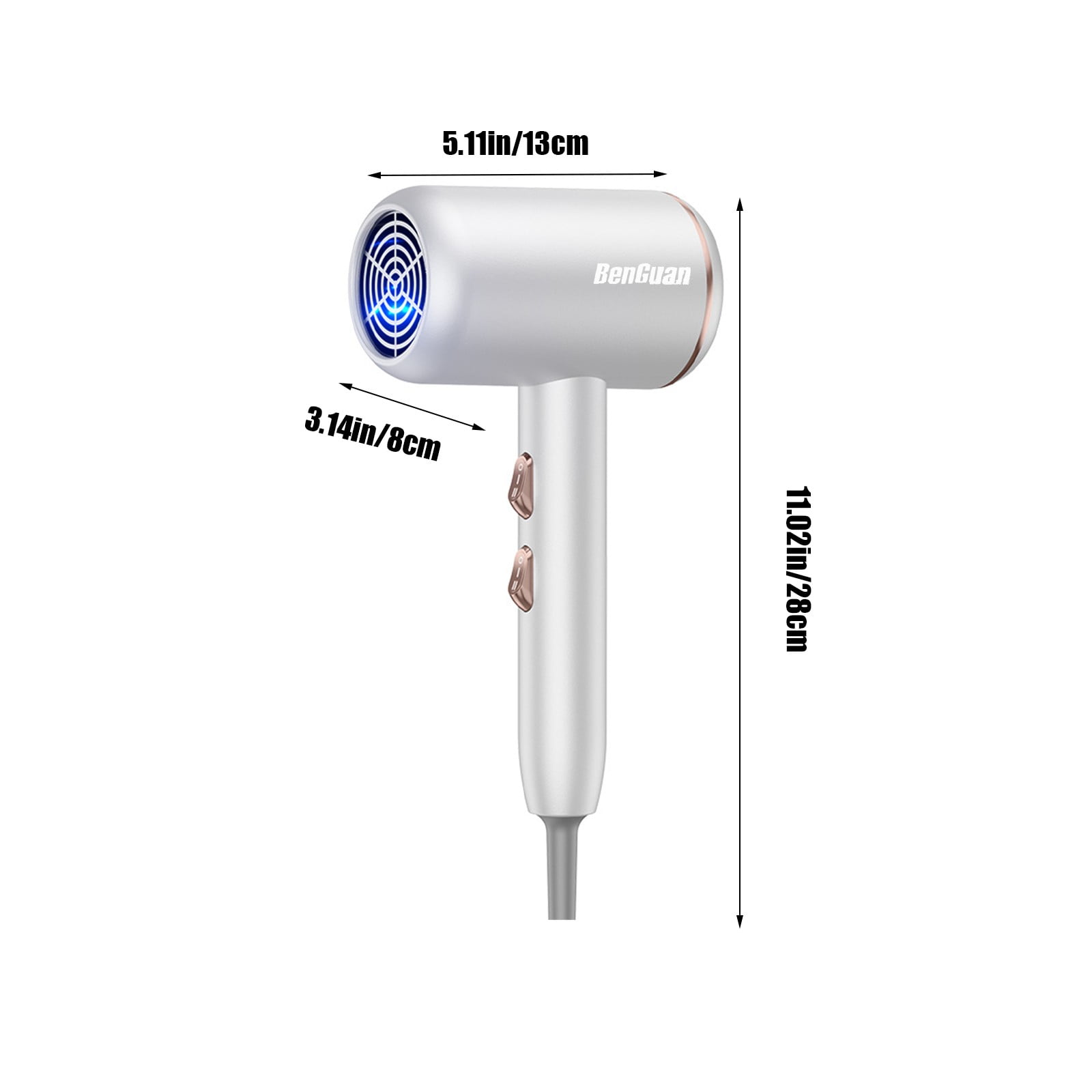 Clearance!Professional Hair Dryer Ionic Blow Dryer with Diffuser and Nozzle, 1600 Watt Negative Ions Salon Light Hairdryer for Man Women White
