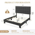 thumbnail image 6 of SHA CERLIN Grey Queen Size Panel Platform Bed Frame with Adjustable Fabric Upholstered Headboard, Adult, 6 of 6