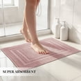 thumbnail image 3 of Yiannan 17x24 Inch Cotton Bath Rug, Soft Absorbent Non Slip Mat, Machine Washable Non Shedding, Fashionable Mat for Bathroom, Kitchen and Laundry,Pink, 3 of 8