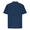 thumbnail image 3 of Ceisia Men's Stand-Collar Cotton-Linen Shirt Summer Loose Casual Short-Sleeve Button-Down Shirt Navy M Gifts, 3 of 6