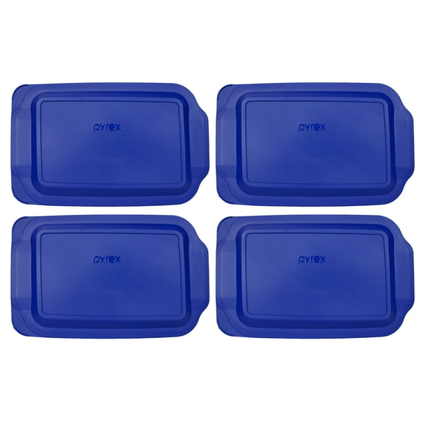 Pyrex Replacement Lid 233PC 3Qt Blue Plastic Rectangle Cover 4Pack for Pyrex 233 Dish (Sold