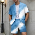 thumbnail image 2 of IWRICH Men's Short Sleeve Suit Sets Tie-Dye Formal Blazer Jacket and Shorts Wedding Party Business Casual Attire 02-Blue L, 2 of 4