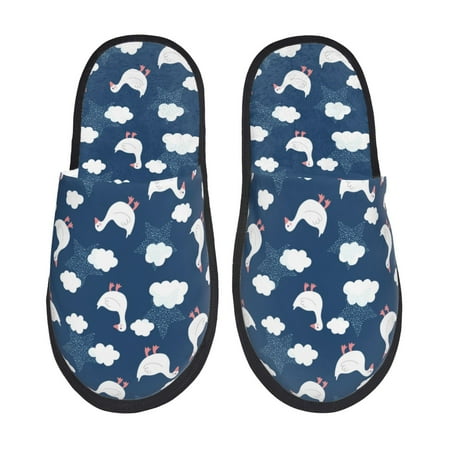 Balery Cute Goose On Blue Sky Slient Indoor Furry Fleece Comfort House Shoes Soft Non-Slip Home Shoes Cotton slippers House Slippers-- Medium