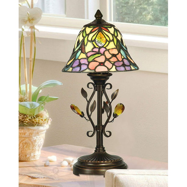 Crystal Peony Tiffany Accent Table Lamp, Tiffany Accent Table Lamps