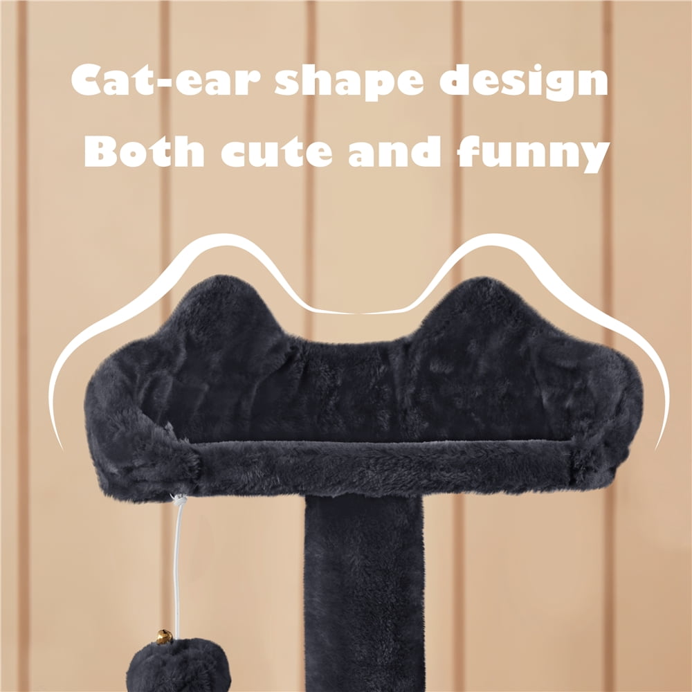 Yaheetech 53.9" H Cat Tree with Double Condos, Scratching Posts & Ramp, Black