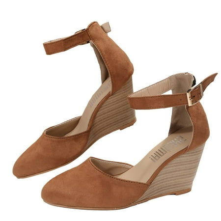 

Womens Spring and Summer Wedge Shoes Mary Jane Pumps Ankle Strap High Heel Round Toe Office Work Dress Shoes