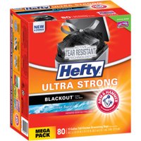 Hefty Clean Burst Blackout Tall Kitchen Drawstring Bags, 13 Gallon, 80 Ct