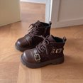 thumbnail image 2 of WXFAZCVU Girl Ankle Boots Kids Side Zipper & Lace Up Flat Booties Daily Versatile Footwear Size 2, 2 of 5