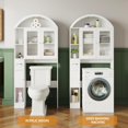 thumbnail image 3 of Pusnapku 67" over the Toilet Storage Cabinet, Arched Storage Cabinet with Door and Toilet Paper Holder, Bathroom Shelf Organizer with Adjustable Shelf, 3 of 8