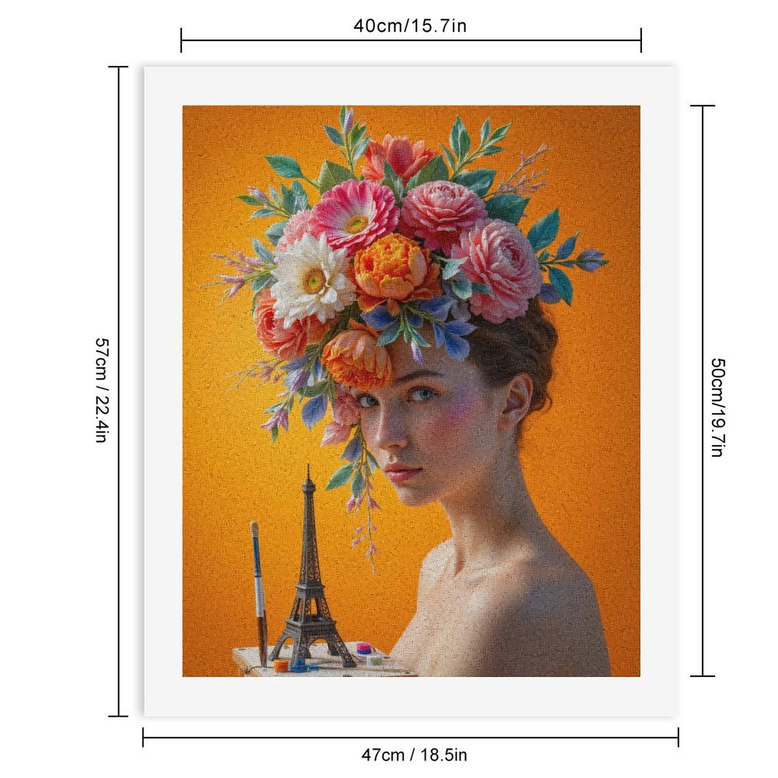 Paint By Numbers Kit for Adults Beginner - Floral Headpiece Art Brushes Paris DIY Canvas Painting Kits for Adults, Frameless Paint By Number for Adults for Home Wall Decor 16x20 Inch