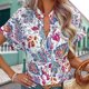 thumbnail image 4 of Camisa Camisas casuales para mujer Camisas con estampado floral con cuello en V de moda Tops de oficina (Azul XL) Cgtredaw Azul T XL para Mujer, 4 of 6