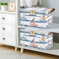 thumbnail image 2 of Yayeee Foldable Storage Basket for Shelves with Handles Waterproof Cloth Bins, White Hand Drawn Sailboats, 2 of 7