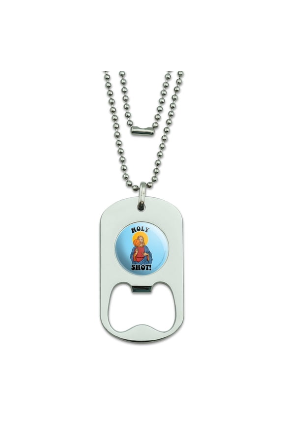 Holy Shot Basketball Jesus Funny Humor Military Dog Tag Bottle Opener Pendant