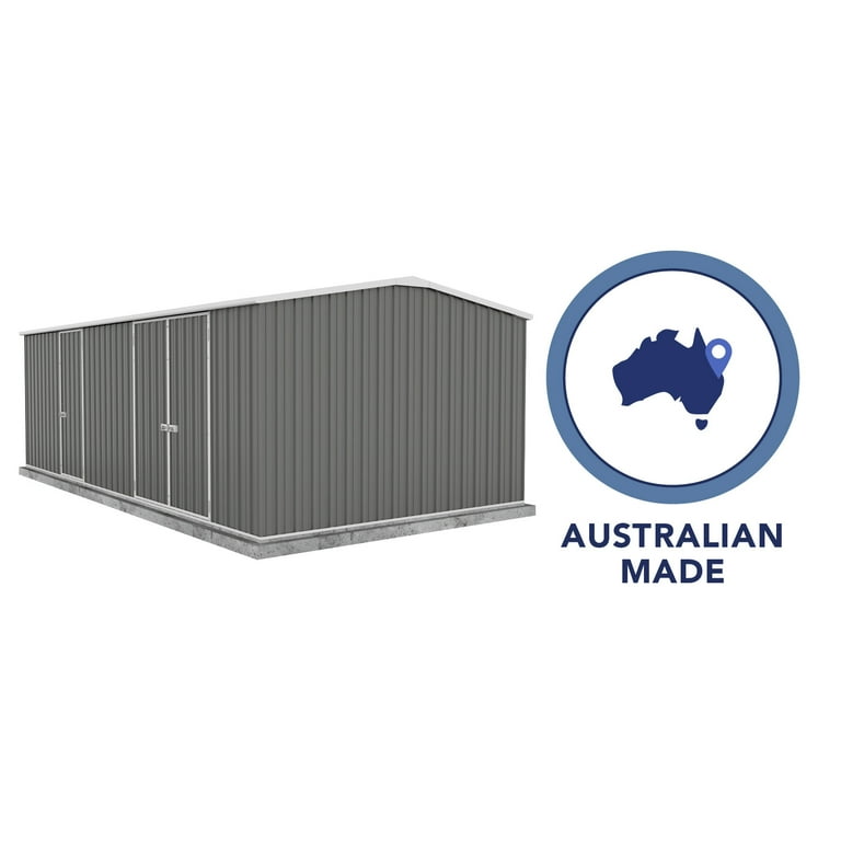 Absco 20x10ft Steel Workshop Shed - Outdoor Storage, Woodland Gray
