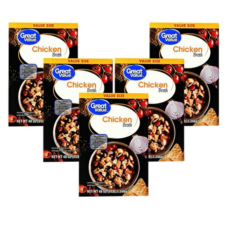 - (5 Pack) Great Value Chicken Broth Value Size, 48 oz