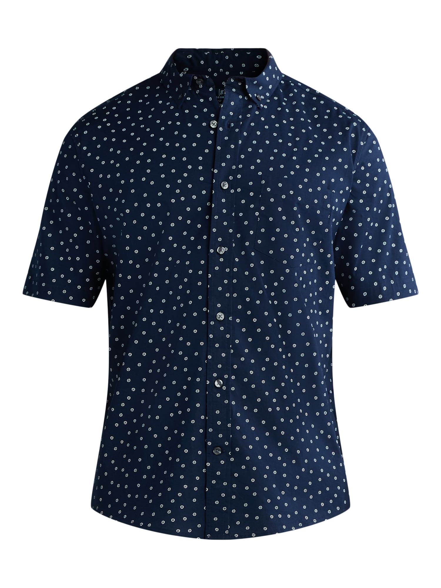 George Men's & Big Men's Classic Fit Short Sleeve Button-Up Poplin Shirt, Sizes S-3XL