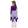 thumbnail image 2 of Choomomo Kids Girls Worship Praise Dance Outfit Camouflage Printed Irregular Liturgical Dress with Wide Leg Pants Purple White 16, 2 of 5
