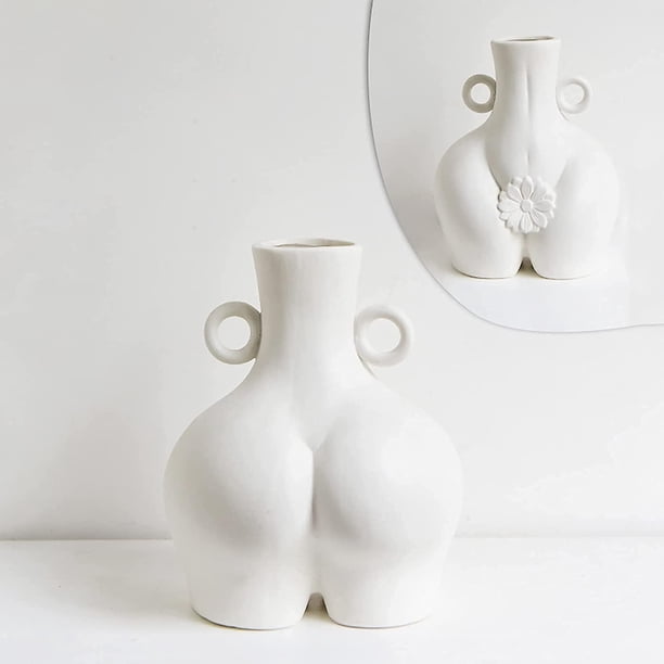 Jarrón de cuerpo humano, florero de cerámica, artesanías de arte abstracto, decoración elegante para el hogar, adorno para el cuerpo femenino, maceta, regalo creativo (Pequeño)