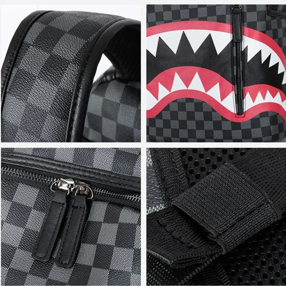 KEINXS Bape Shark Pu Leather Backpack Multi-Functional Large KEINXS Bape Shark Pu Leather Backpack Multi-Functional Large