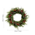 thumbnail image 3 of Kuokaa Christmas Berry Pine Wreath, 17.72 x 17.72 in Green Artificial Pine and Red Berry Door Wreath, Holiday Front Door Window Wall Fireplace Decor, 3 of 7