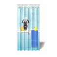 thumbnail image 1 of Perro Pug en una Bañera con Patito de Plástico Amarillo y Cortina de Baño de Tela Toalla 90x180 cm ABPHQTO, 1 of 2