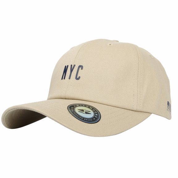 WITHMOONS Baseball Cap Simple NYC US Flag Summer Hat Adjustable CR11155 (Beige)