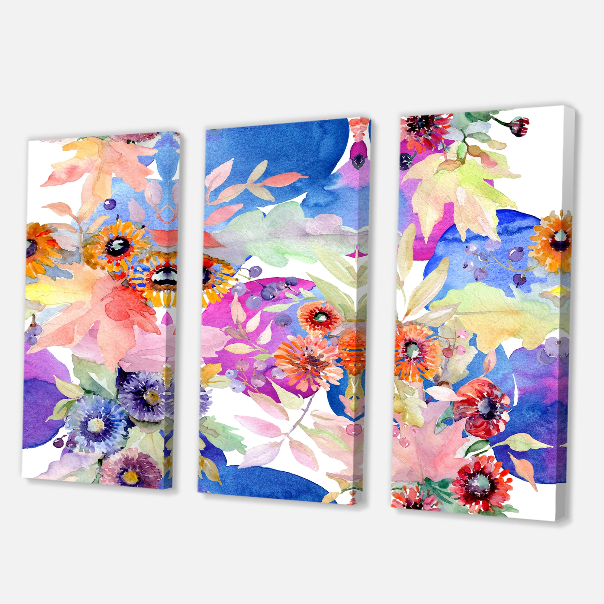 Wildflowers and Vibrant Wild Spring Leaves IV 28 in x 36 in Painting Canvas Art Print, by Designart