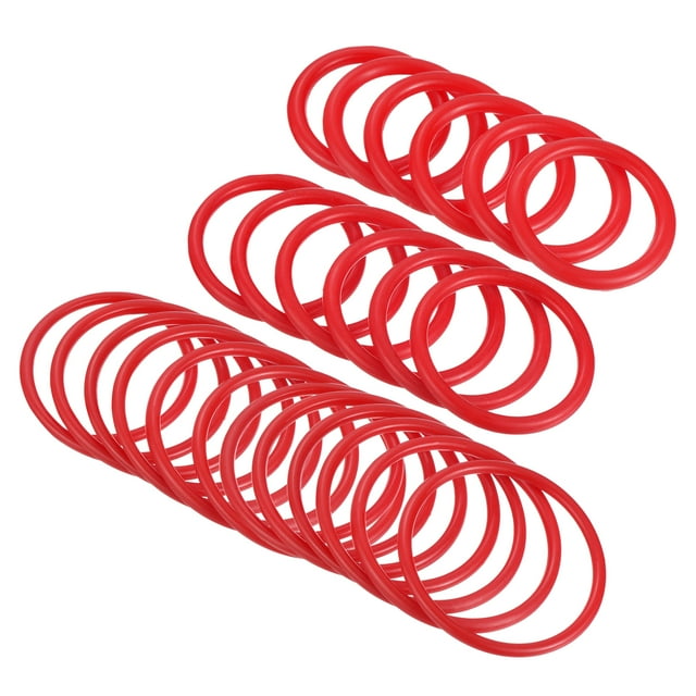 Unique Bargains 4cm 6mm 8.5cm Plastic Carnival Ringtoss Rings Game Hoop, Red 24 Pack