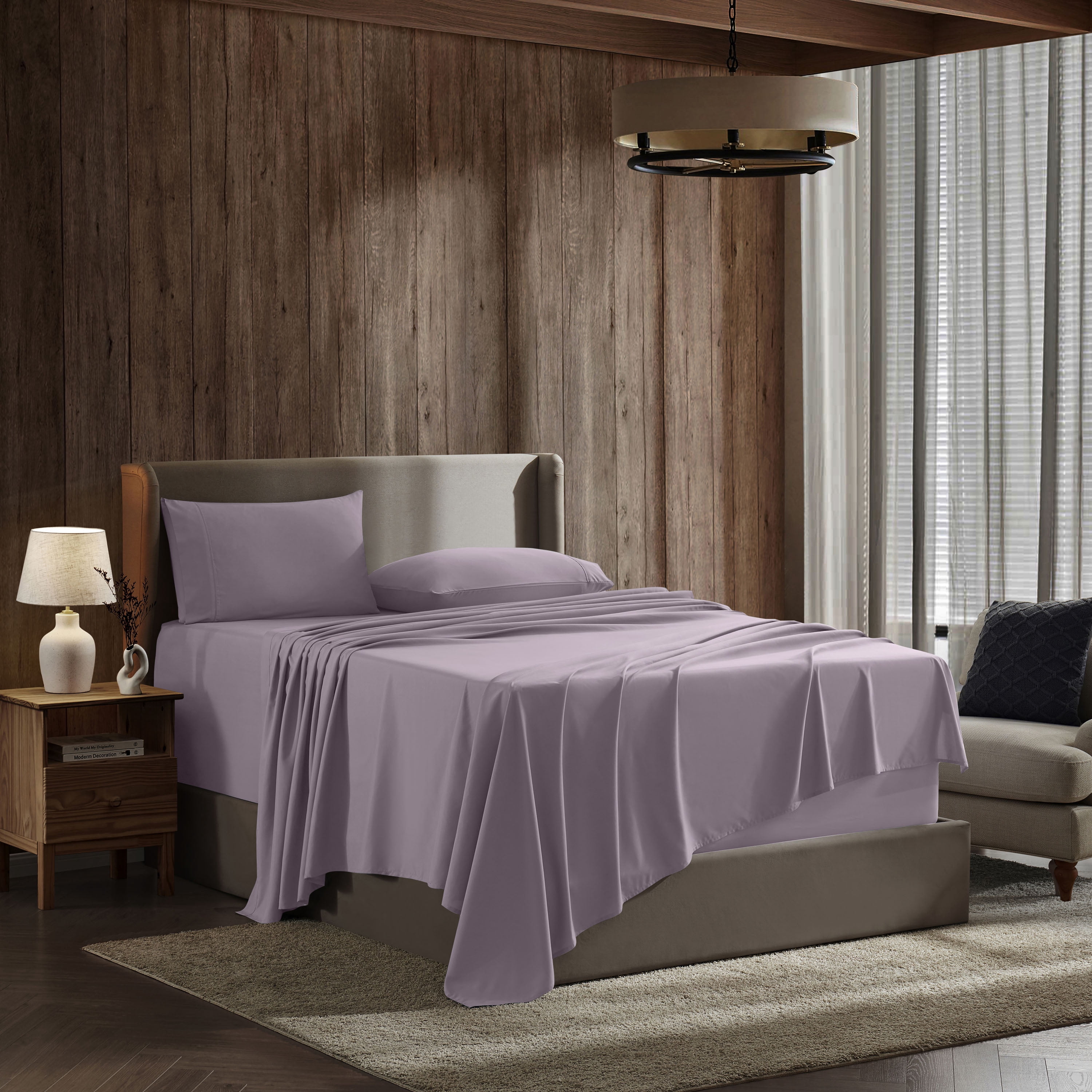 LammaLoe Extra Deep Pocket Full Sheets Set, 4 Piece, Fits 18"-24" Mattress, Breathable & Extra Soft Bed Sheets, Dusty Purple