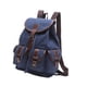thumbnail image 2 of Mochila de lona, ​​mochila para estudiantes universitarios, mochila con cordón Azul oscuro, 2 of 9