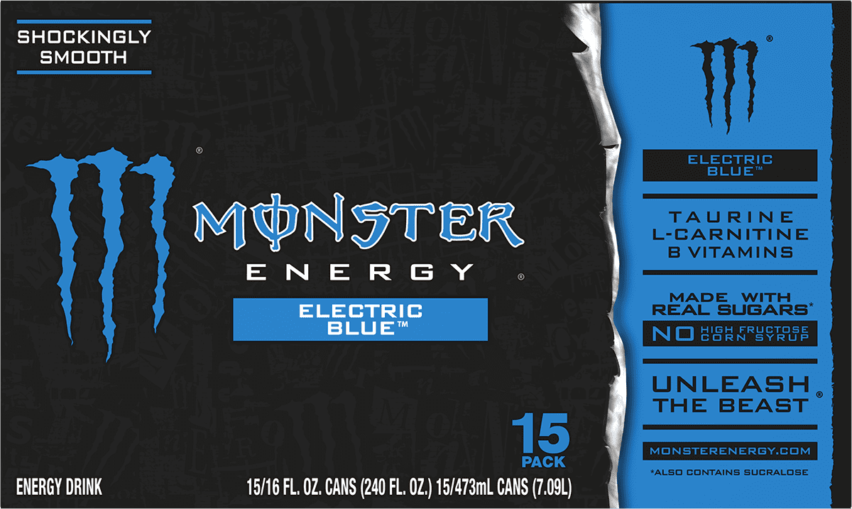 Monster Energy Electric Blue 15 Pack - 16 Fl Oz