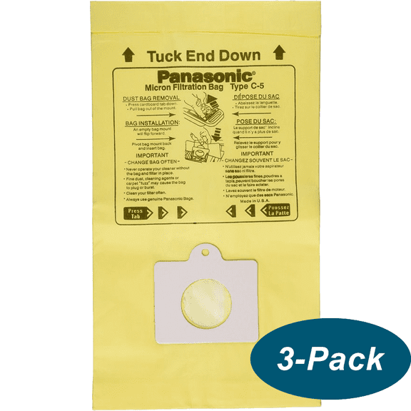 Panasonic C-5 Micron Filtration Vacuum Bags - 3 bags