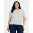 thumbnail image 2 of Time and Tru Women's Smocked Top with Short Puff Sleeves, Sizes XS-XXXL, 2 of 5