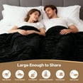 thumbnail image 5 of EMONIA Black King Fleece Blanket for Bed, 320GSM Super Soft Cozy Blankets and Throws, Decorative Throw Blankets for Women Men Gifts, Throws with Stripes for Sofa Bed Decor, 108''x90'', 5 of 12