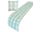 thumbnail image 2 of The HomeCentric King / Queen / Twin Aqua Decorative Bed Runner Twin 53"x18" Bed Runner WITH Two Pillow Cover, Checkered, Buffalo Plaid, Check Bed Scarf on Cotton fabric - Aqua Plaid Knots, 2 of 3
