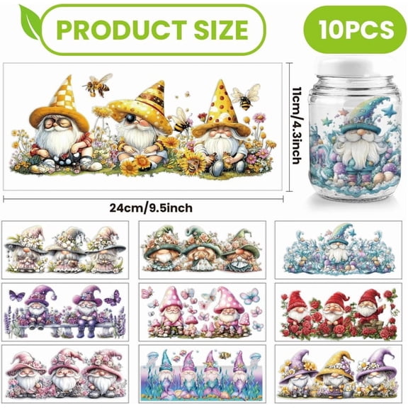 1set PVC Heat Transfer Paper for UV Sublimation Cup Gnome 110x240mm 10 style 1pc/style 10pcs/set