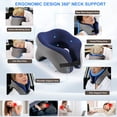 thumbnail image 3 of Travel Pillows for Airplanes - Adjustable Memory Foam Neck Pillow For Traveling With Removable Ice Silk Cover, Ergonomic Flight Pillow With EVA Bag For Airplane, Car, Train, Or Bus Trip, Darkblue, 3 of 9