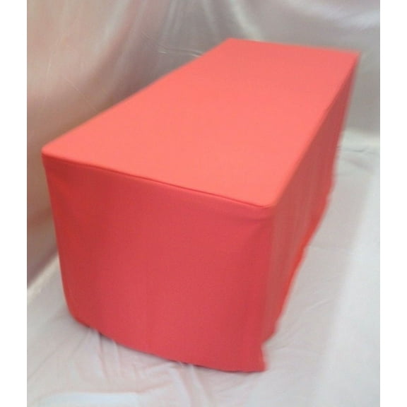 8' ft. Fitted Polyester Tablecloth Wedding Event Table Cover Coral Pink / Orange"