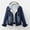Dark Blue, variant on Fashion Women Plus Velvet Long-sleeve Slim-fit Hooded Jacket Denim Blouse Coat